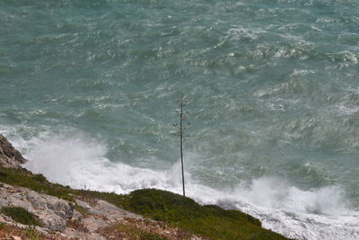 High angle view of sea shore