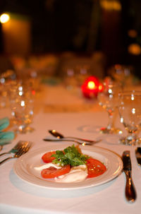 Food served on table in restaurant