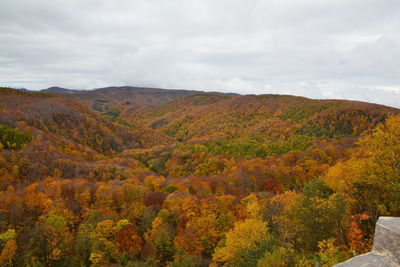 Scenic view of landscape against sky during autumn