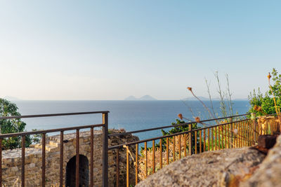 Scenic view of sea against clear sky