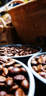 High angle view of coffee beans on table