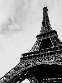 Low angle view of eiffel tower against sky