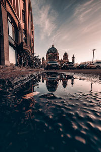 Reflection of building in water