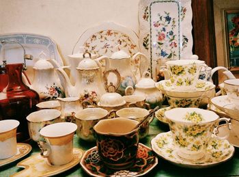 Close-up of tea served on table