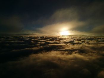 Aerial view of clouds over sea during sunset