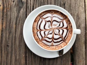 Directly above shot of cappuccino on table