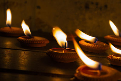 Close-up of lit candles