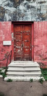 Closed door of old building