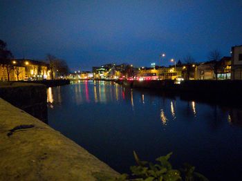 River in city at night