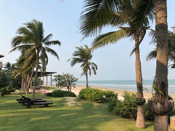 Scenic view of sea against clear sky