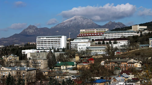 High angle view of townscape against sky