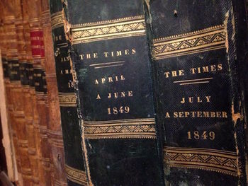 Close-up of books on shelf