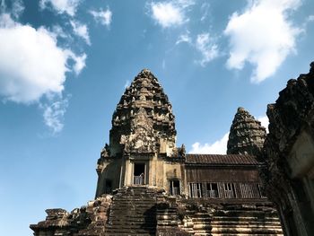 Low angle view of temple building against sky