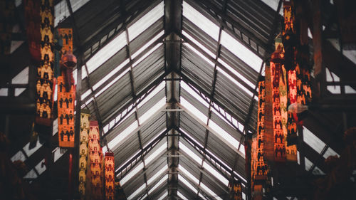 Low angle view of illuminated ceiling in building