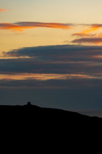 Low angle view of silhouette mountain against sky during sunset
