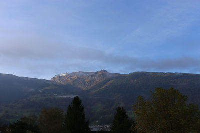 Scenic view of mountains against sky