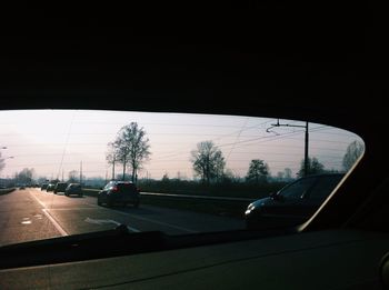 Road seen through car windshield