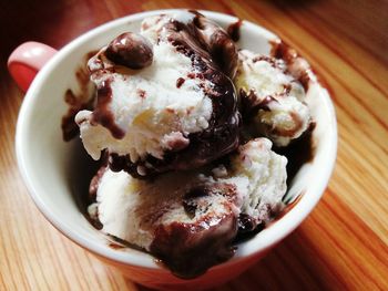 Close-up of ice cream in bowl