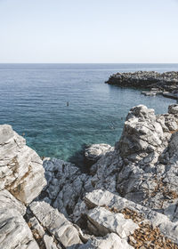 Scenic view of sea against clear sky