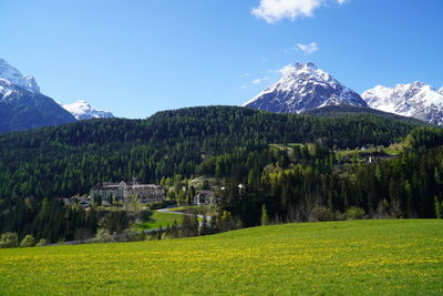 Scenic view of field against sky during winter