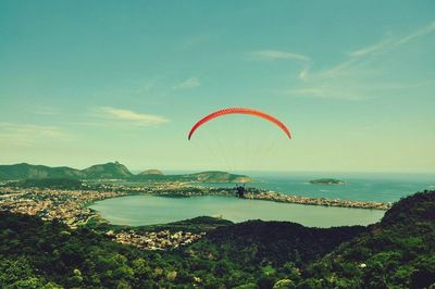 People flying over sea