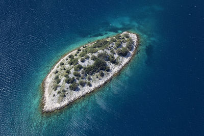 High angle view of blue sea