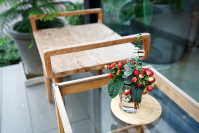 Close-up of christmas decorations on table