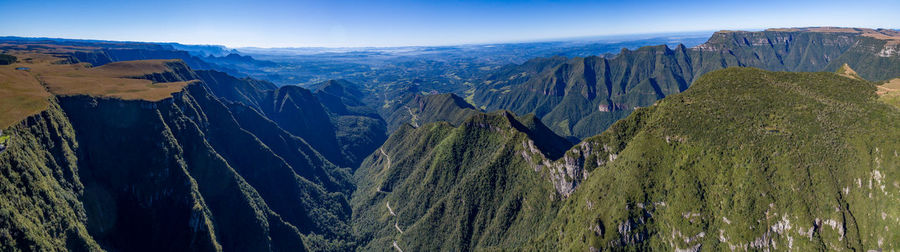 Panoramic view of snowcapped mountains against sky