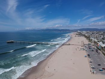 High angle view of beach against sky