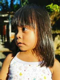 Close-up of girl looking away