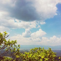 Scenic view of sea against cloudy sky