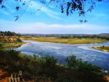Scenic view of lake against sky