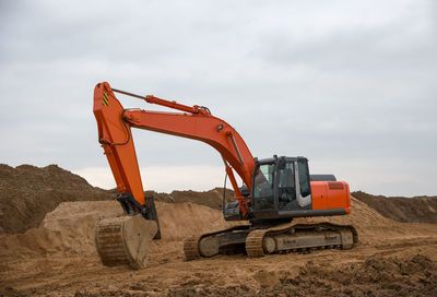 Construction site on land against sky