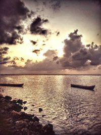 Scenic view of sea at sunset