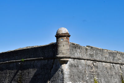 Low angle view of historic building against blue sky