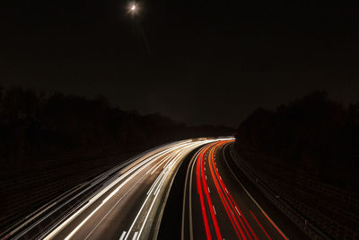 Light trails on highway at night