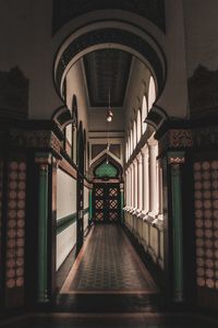 Illuminated corridor of building