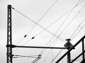 Low angle view of power lines against sky