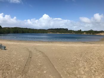 Scenic view of beach against sky