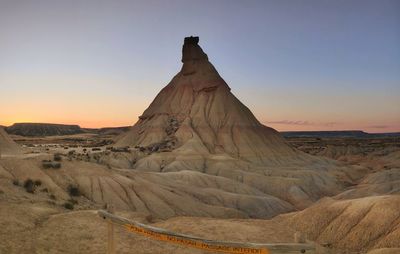 Scenic view from the bardenas reales desert during sunset