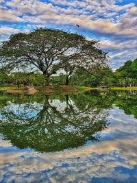 Scenic view of lake against sky