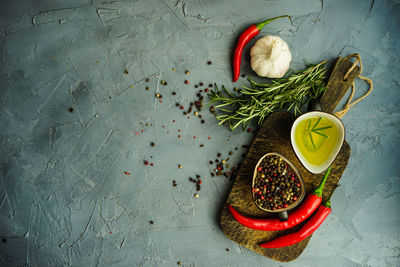 High angle view of fruits in bowl on table