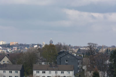 High angle view of townscape against sky