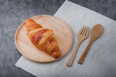 High angle view of breakfast on table