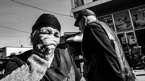 Men standing in winter