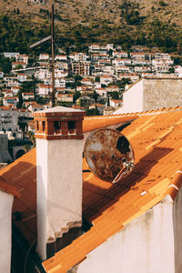 High angle view of buildings in city