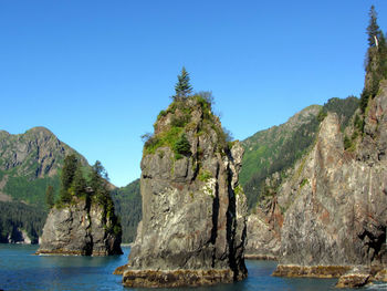 Scenic view of sea against blue sky