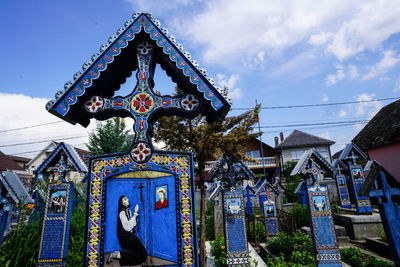 Low angle view of traditional building against sky