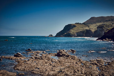 Scenic view of sea against clear sky