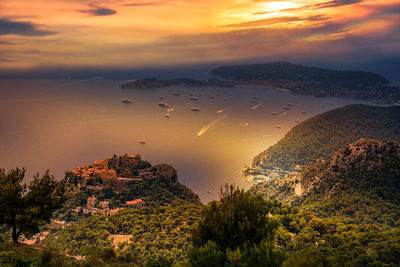 Scenic view of mountains against sky during sunset, french riviera 